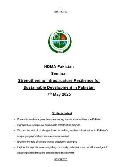 Post Event Report of Seminar on Strengthening Infrastructure Resilience for Sustainable Development in Pakistan