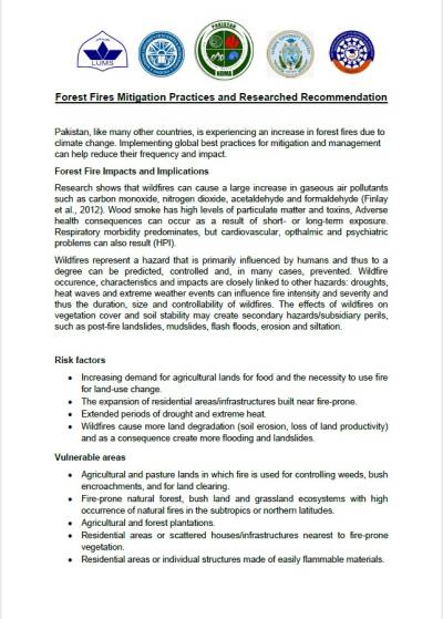 Forest Fire Mitigation Practices and Recommendations