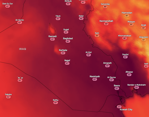 High Temperature & Heat Wave in Iraq
